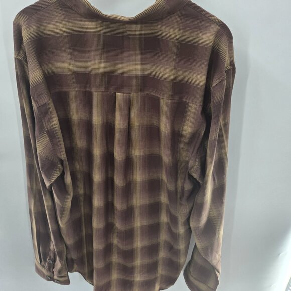 Dixxon The Wyatt Brown Plaid Bamboo Blend Button Down Long Shirt XL - Picture 2 of 13